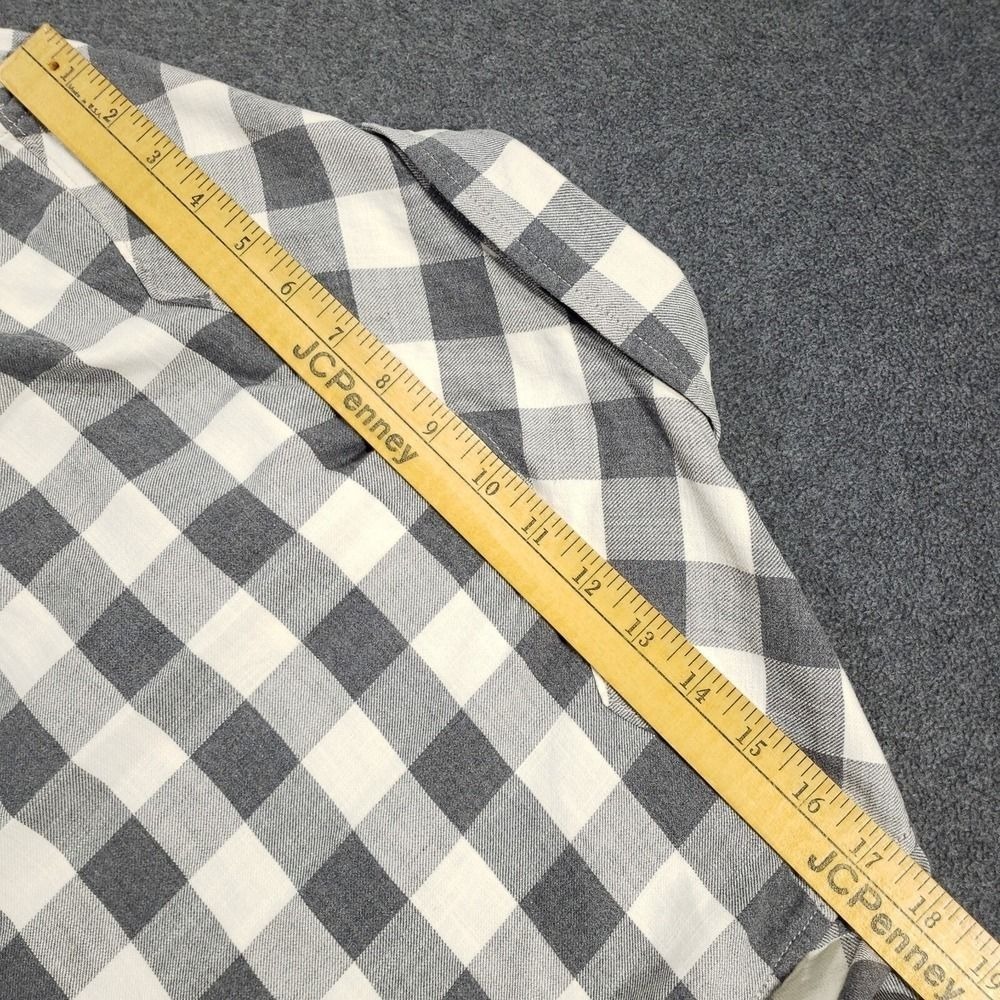 Lucky Brand Pearl Snap Shirt Mens Small Gray Plaid Western Twill Long Sleeve - Picture 8 of 8